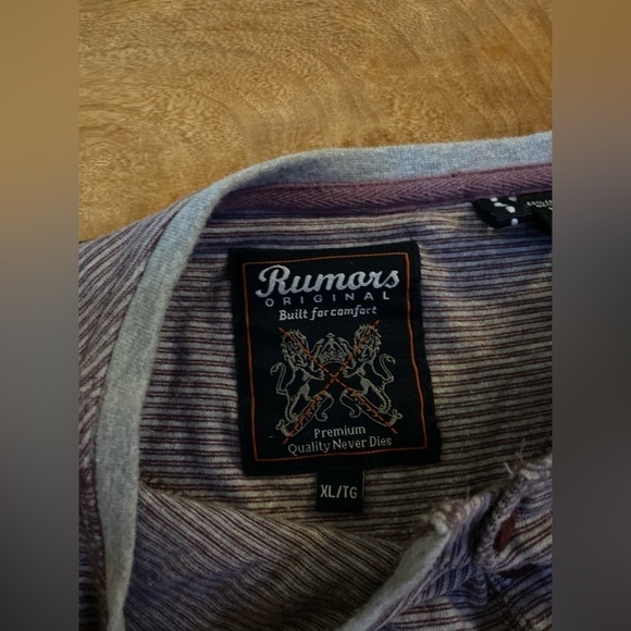 Rumors Originals Mens XL Purple and Grey Striped Short Sleeve Tee - Picture 3 of 12